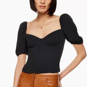 BNWT Aritzia Norvella Shortsleeve Blouse Black